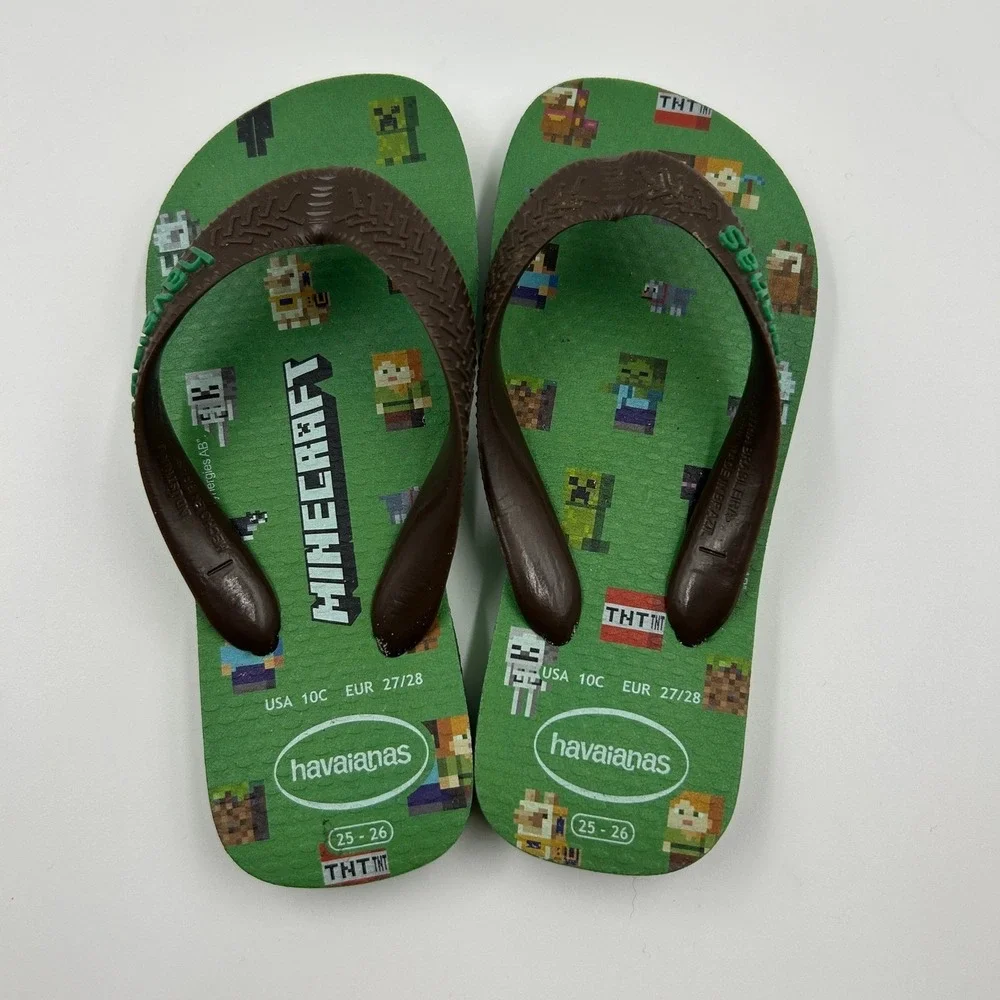 Minecraft Flip Flop Sandals Boys Size 10 Rubber Havaianas Perfect for beach days